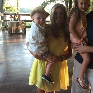 Adorable yellow crochet top dress